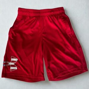 Under Armour Red Freedom Flag Logo Athletic Shorts Loose Performance Size YMD